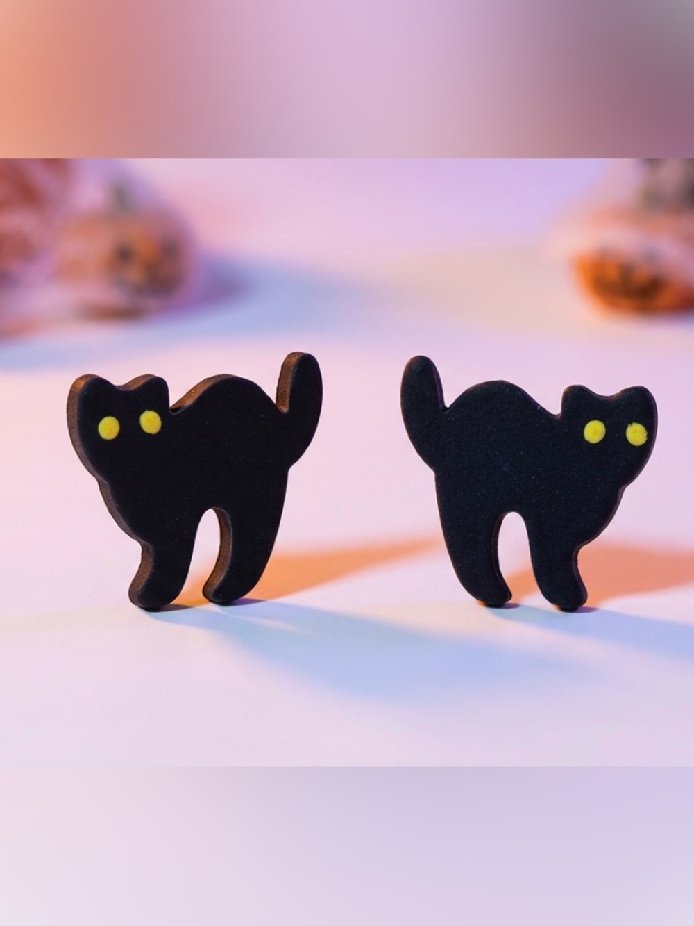 Black Cat Halloween Stud Earrings Spooky Cute Kitty Novelty Earrings